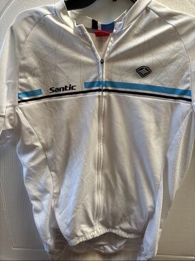 Santic Men's White Cycling Jersey with Blue Accent